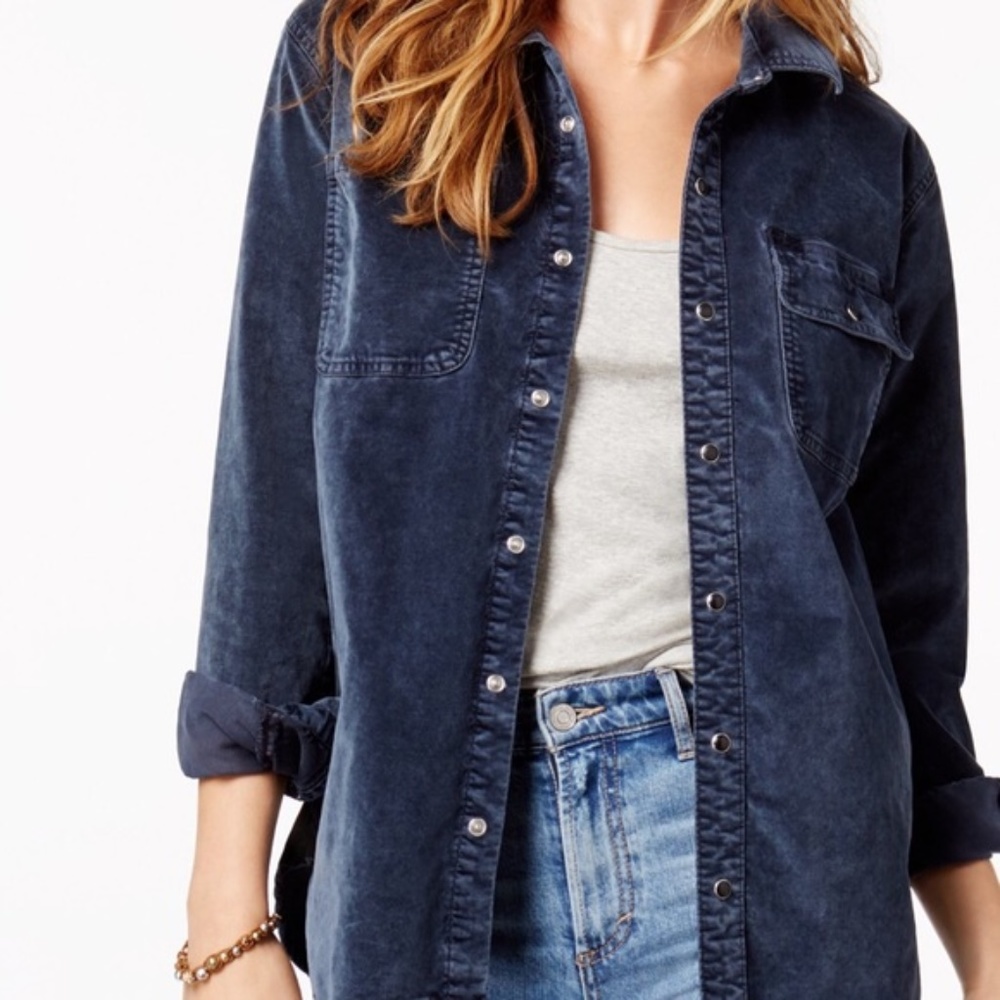 Velour Utility Style Jacket-Shirt